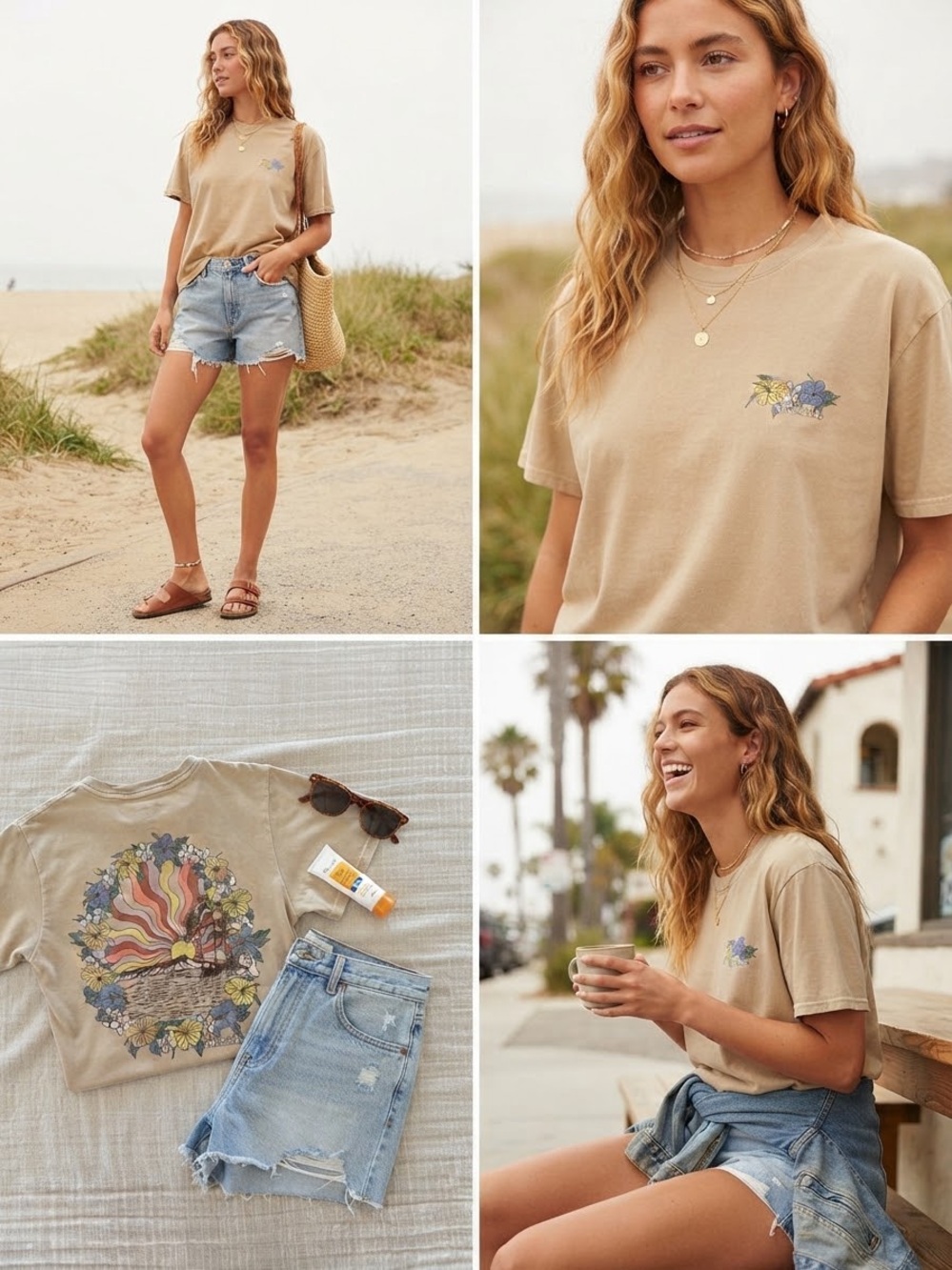 O'Neill Women's Floral Sunset Graphic Tee 100% Cotton Surf Aloha 🌴☀️
